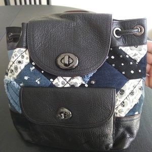 Coach denim patched backpack